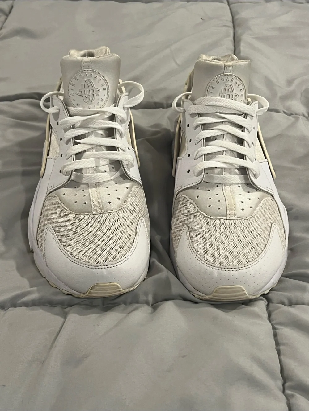 Nike Air Huarache Triple White Athletic Running Shoes Men's  Size12 Sneakers
